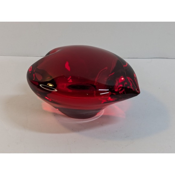 VINTAGE RED HEART SHAPED‎ PAPERWEIGHT GORGEOUS HEAVY ART GLASS - Picture 3 of 5